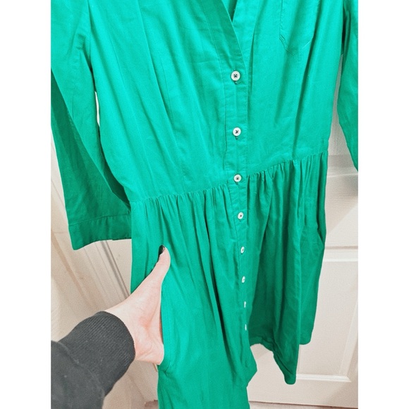 Anthropologie Moulinette Soeurs Button Up Shirt Dress in Kelly Green - Picture 5 of 7